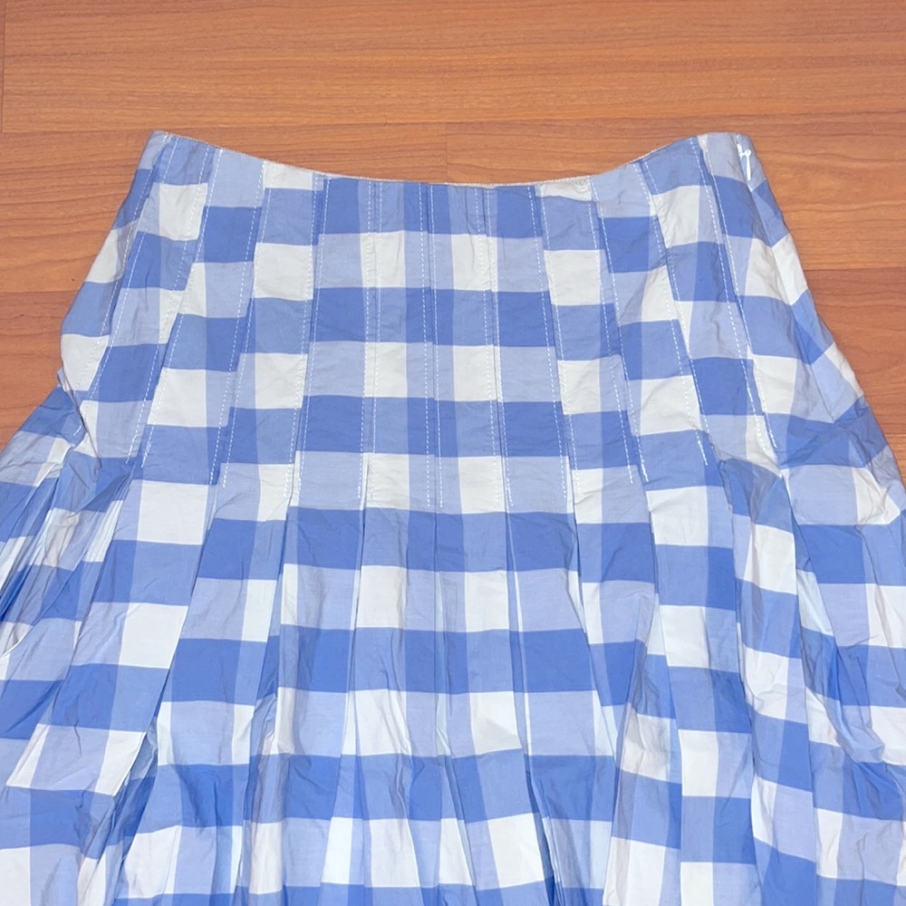 J.Crew Pleated cotton poplin midi skirt in Bristow gingham - Picture 6 of 8